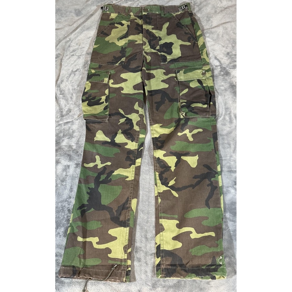Camo Cargo Pants Mens 34x32 Green Brown Army Nylon Cotton Adjustable Utility